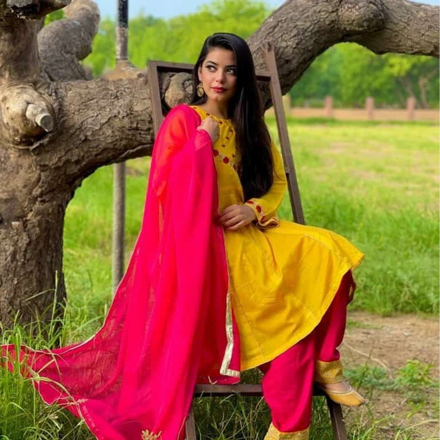 Mustard & Pink Traditional Suit